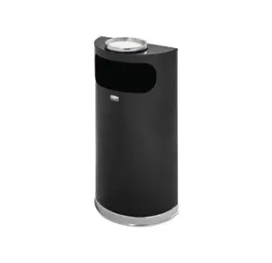 Half round ash trash 9 gal black & chrome