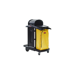 janitorial cleaning cart with doors and hood – high security